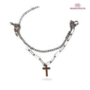 Pulseira de Cruz Feminina - Ouro 14K e Prata 925