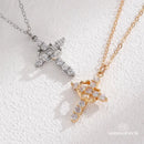 [COMPRE 1 LEVE 2] Colar Cruz e Coroa de Cristo – Zircônia Premium & Ouro 14K