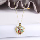 Colar Coração São Miguel Arcanjo Ouro 14K