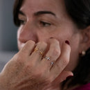 Anel de Cruz Dupla Aberto | Ouro e Prata 925 - Ajustável