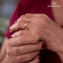 Anel de Cruz Dupla Folheado a Ouro e Prata 925 - Ajustável