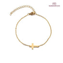 Pulseira de Crucifixo Inoxidável e Folheada a Ouro