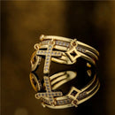 Anel com Pingente de Cruz - Ajustável