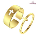 Anel de Cruz Ouro 14K Premium - Ajustável